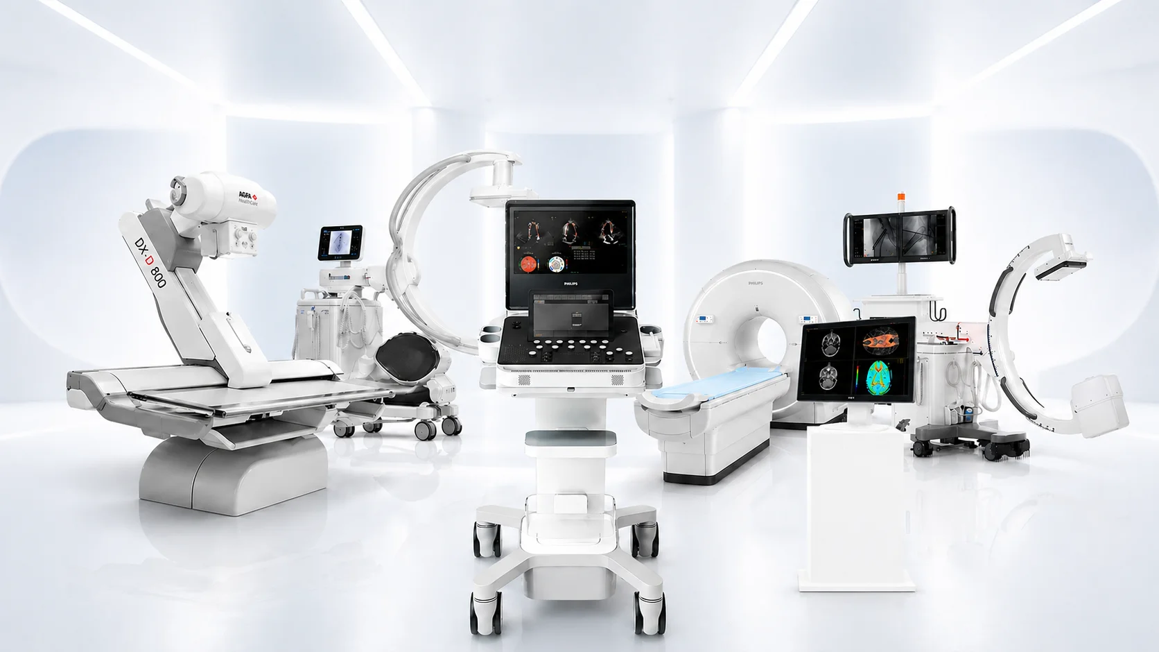 Equipos de imagen médica Philips: arcos en C, ultrasonido y monitores